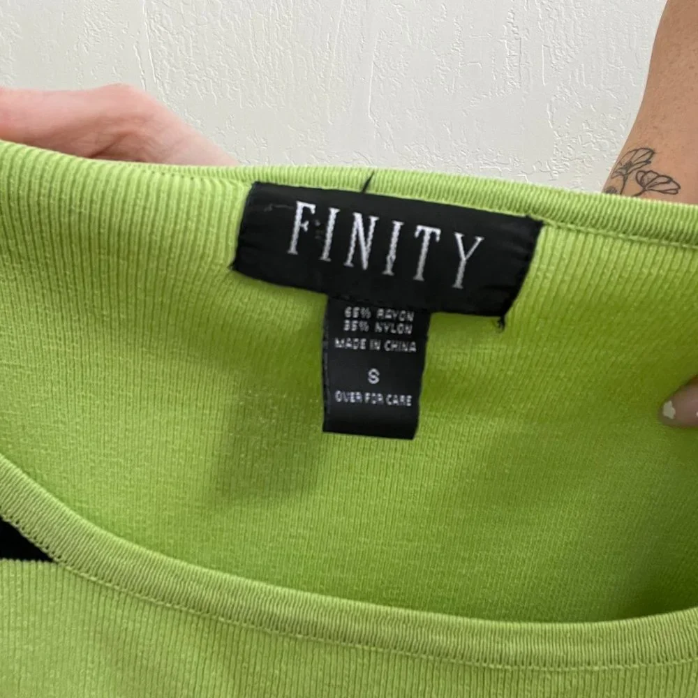 Y2K Lime Green Black Funky Abstract Knit Sleeveless Top - Picture 8 of 8